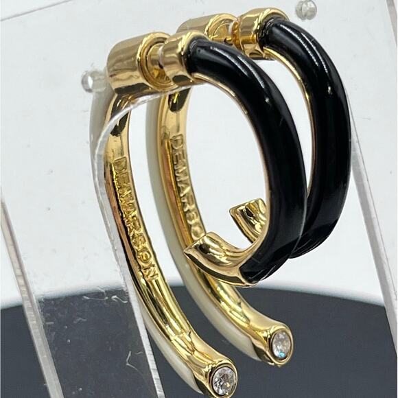 DEMARSON Designer Luna Black
Cream Half Hoop Front Back
Resin Versatile Earrings - Picture 3 of 8